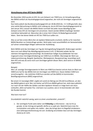 2 Anrechnung Eines Kfz Beim Bafog Asta