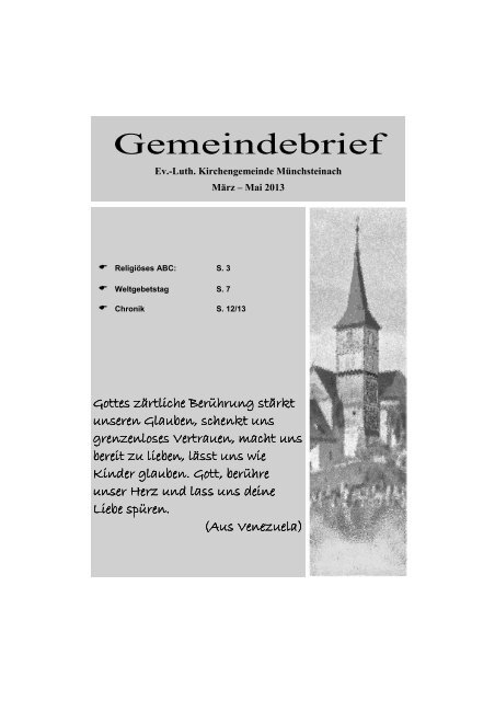 gemeindebrief maerz-mai 2013 - Kirchengemeinde Münchsteinach