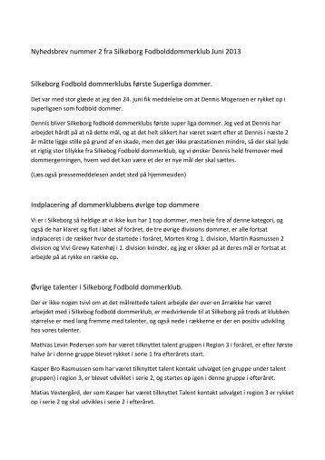 Nyhedsbrev nummer 2 fra Silkeborg Fodbolddommerklub Juni 2013 ...