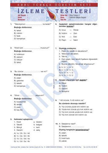 Ebru 4 İzleme Testleri.qxd - Dilset