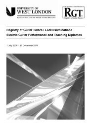 RGT / LCM: electric guitar diplomas - Registry of Guitar Tutors