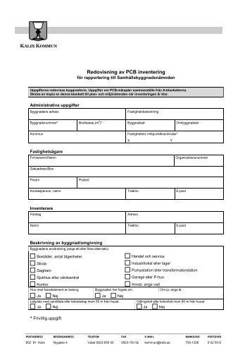 Redovisning av PCB inventering - Kalix