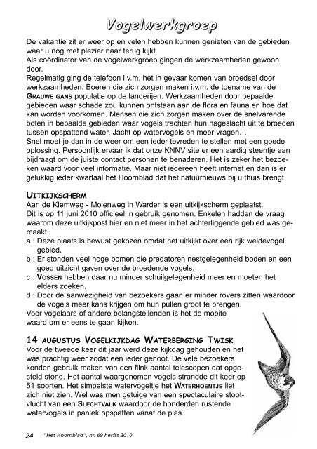 Het Hoornblad nr. 69 najaar 2010 - KNNV afd. Hoorn/West-Friesland