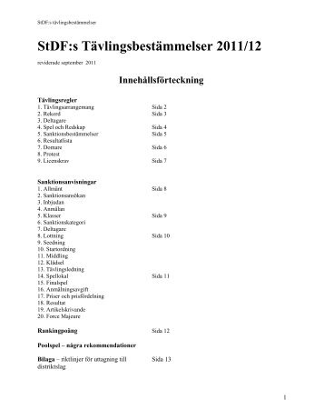 StDF:s Tävlingsbestämmelser 2011/12 - Stockholms Dartförbund