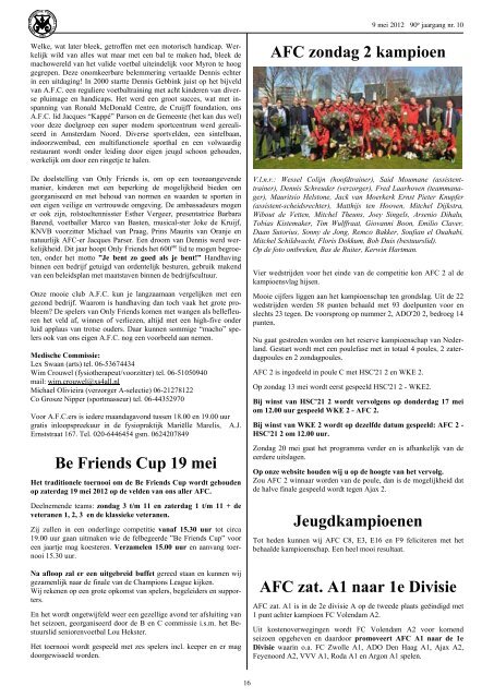 9 mei 2012 90 jaargang nr. 10 - AFC, Amsterdam