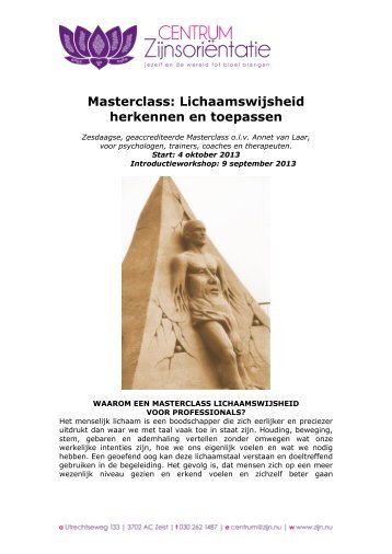 Masterclass: Lichaamswijsheid herkennen en ... - Annet van Laar