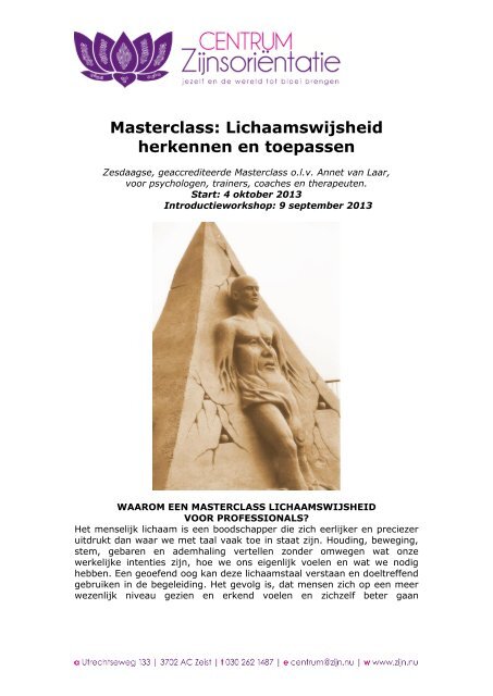 Masterclass: Lichaamswijsheid herkennen en ... - Annet van Laar