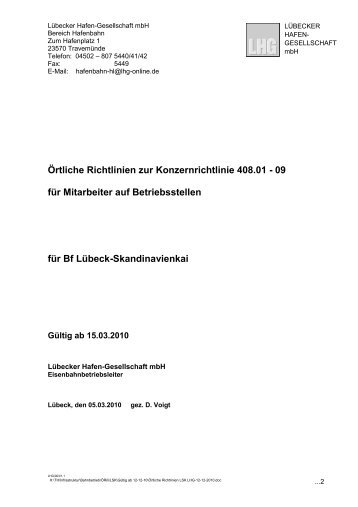 Örtliche Richtlinien zur Konzernrichtlinie 408.01 - Lübeck Port ...