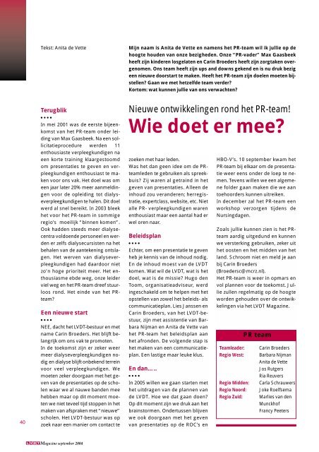 LVDT Magazine - Landelijke Vereniging Dialyse en Transplantatie