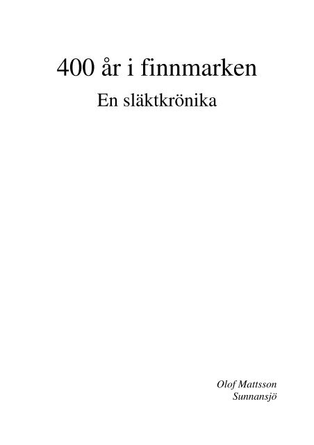 400 Ar I Finnmarken Mig Sjalv