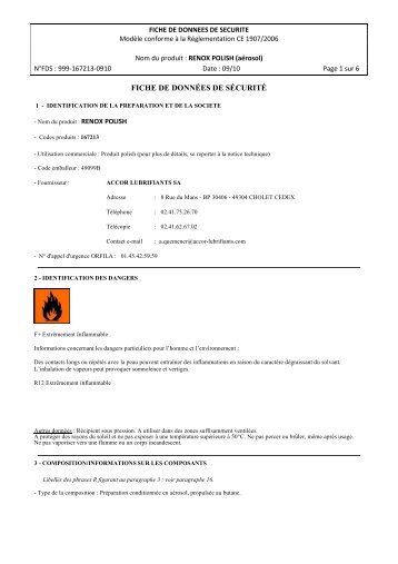 FICHE DE SÉCURITÉ.pdf - ACCOR LUBRIFIANTS