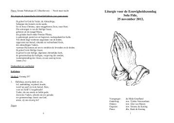 Liturgie voor de Eeuwigheidszondag Sola Fide, 25 november 2012,