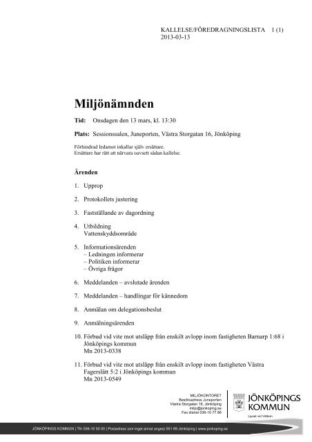 Miljönämnden - Jönköpings kommun