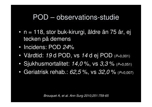 Dagkirurgi – Postoperativ kognitiv dysfunktion