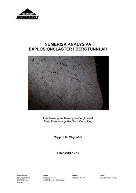 numerisk analys av explosionslaster i bergtunnlar - Rosengren ...