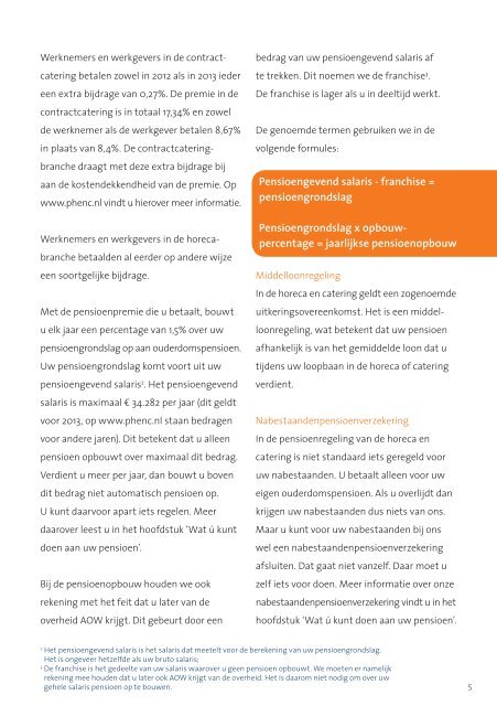 Welkomstbrief brochure - Pensioenfonds Horeca & Catering