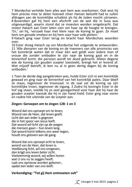 Liturgie Mei 5.2013 - Doopsgezinde Gemeente Ouddorp