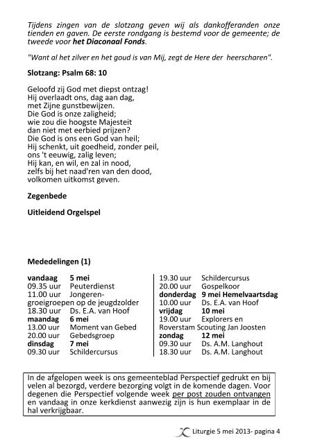 Liturgie Mei 5.2013 - Doopsgezinde Gemeente Ouddorp