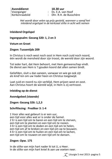 Liturgie Mei 5.2013 - Doopsgezinde Gemeente Ouddorp