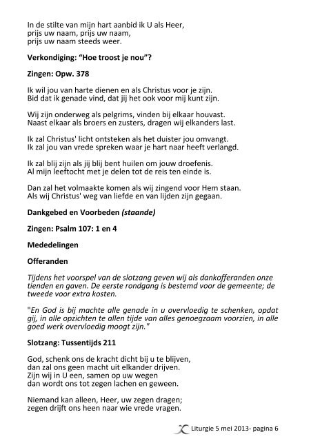 Liturgie Mei 5.2013 - Doopsgezinde Gemeente Ouddorp