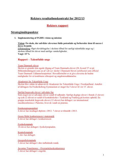 Resultatlønskontrakt 2009/10 - Frederiksborg Gymnasium og HF