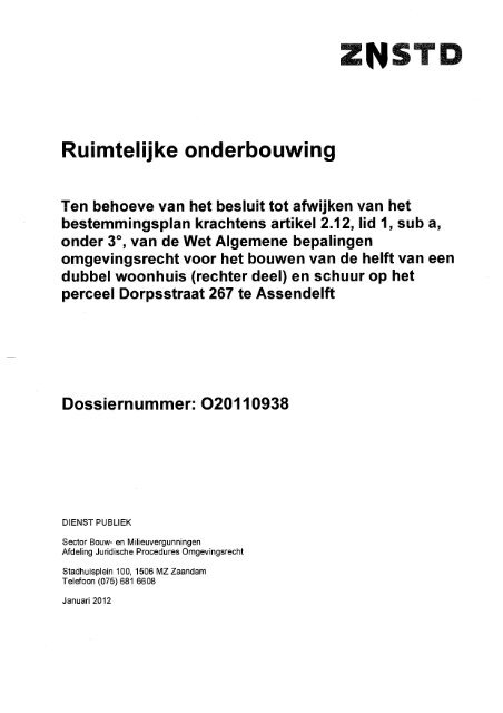 Ruimtelijke onderbouwing - Gemeente Zaanstad