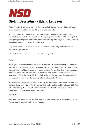 Stefan Broström - vildmarkens son - Byar i Luleå