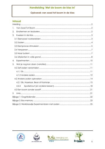 Inhoud Handleiding 'Met de boom de klas in!' - DE BOOM IN