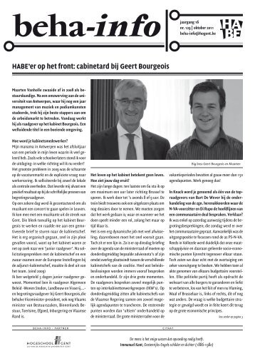 okt 2011 - HABE - Hogeschool Gent