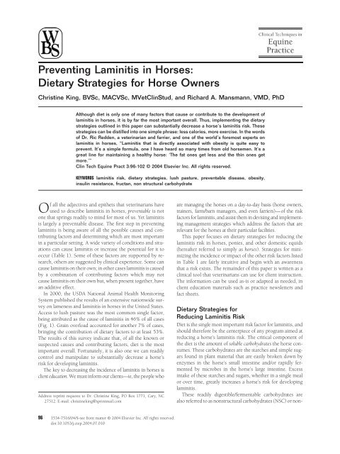 Preventing Laminitis - Dr Jennifer Stewart