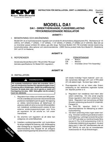 MODELL DA1 - Cashco, Inc.