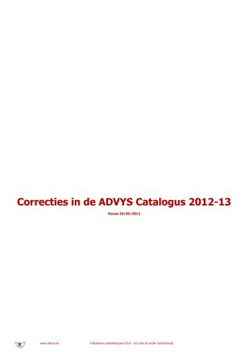 Correcties in de ADVYS Catalogus 2012-13