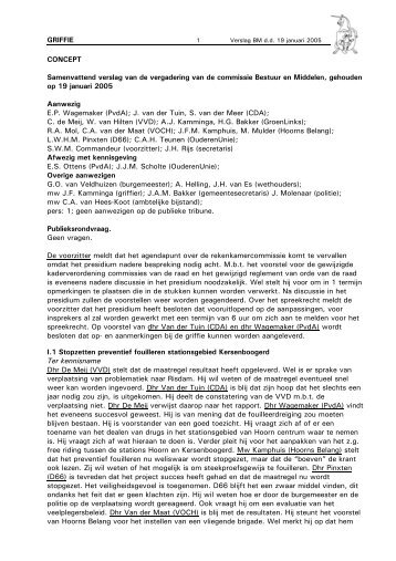 Verslag commissie Bestuur en Middelen van 19 ... - Gemeente Hoorn