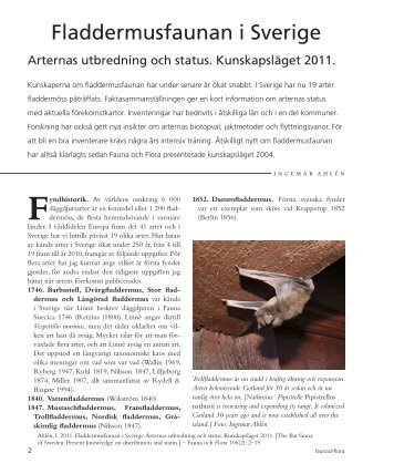 Fladdermusfaunan i Sverige. Arternas utbredning och status ...