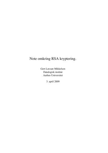 Note omkring RSA kryptering. - Sciencetalenter