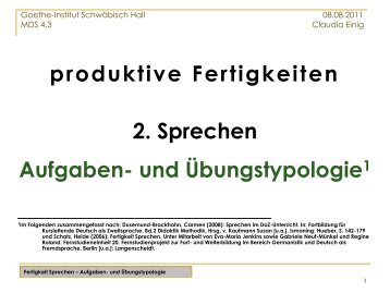 Aufgabentypologie zur Förderung der Sprechfähigkeit