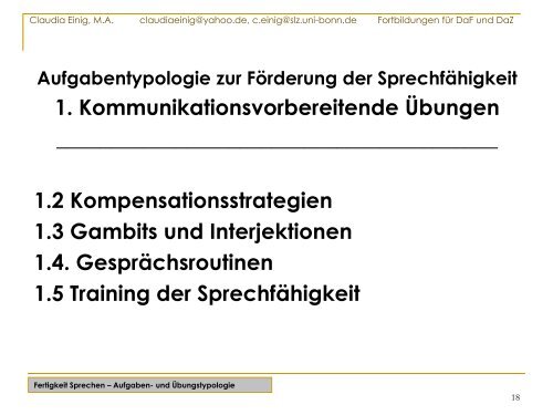 Aufgabentypologie zur Förderung der Sprechfähigkeit