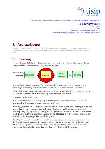 1. Analysefasene - Høgskolen i Sør-Trøndelag