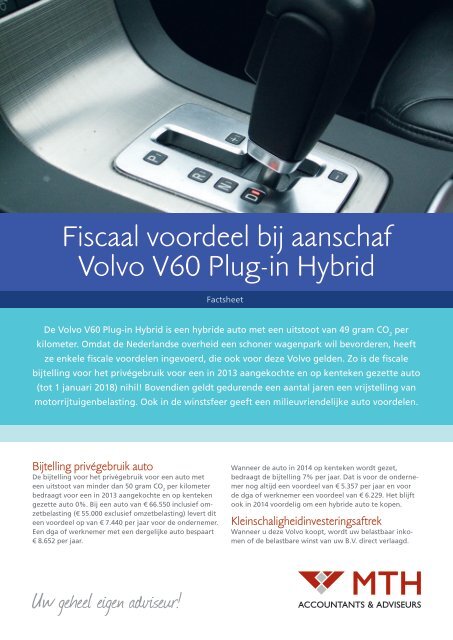 Leaflet Fiscaal voordeel bij aanschaf Volvo V60 Plug-In Hybrid