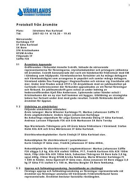 2007 Varmlands Friidrottsforbund