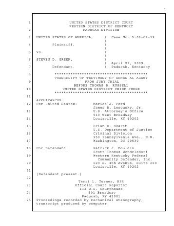 Transcript of Testimony of Ahmed Al-Azawy - The War Profiteers