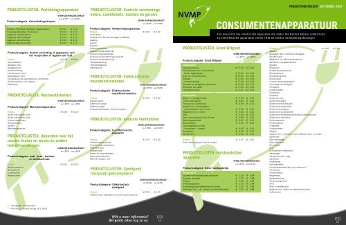 NVMP productlijst Professionele apparatuur - Vortvent