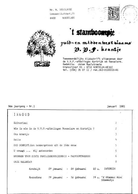 1981 - Familiekunde Vlaanderen, regio Mandel-Leie