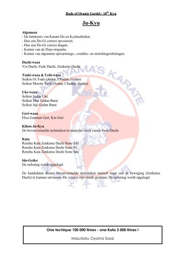 Syllabus in PDF - Oyama's Kyokushinkai Karate Vosselaar