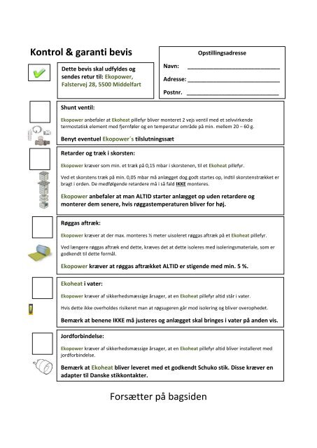 Kontrol & garanti bevis Forsætter på bagsiden - Andresens ...