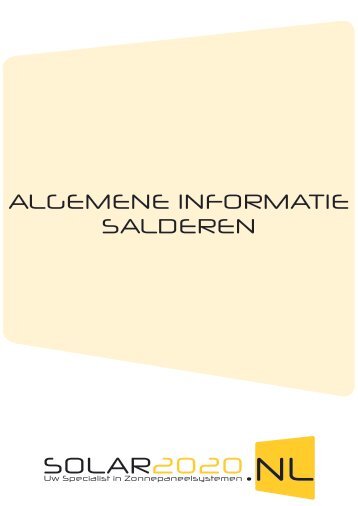 Algemene Informatie Salderen Zonne-Energie - Solar2020