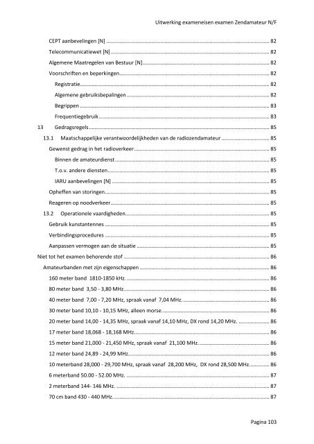 Uitwerking exameneisen examen Zendamateur N/F