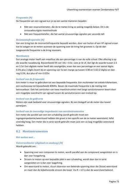 Uitwerking exameneisen examen Zendamateur N/F