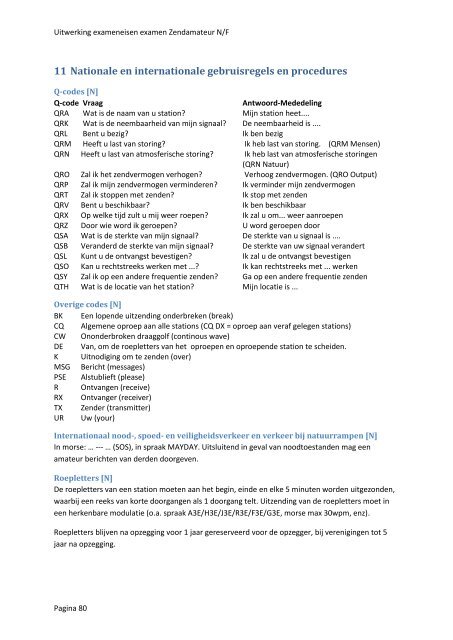 Uitwerking exameneisen examen Zendamateur N/F