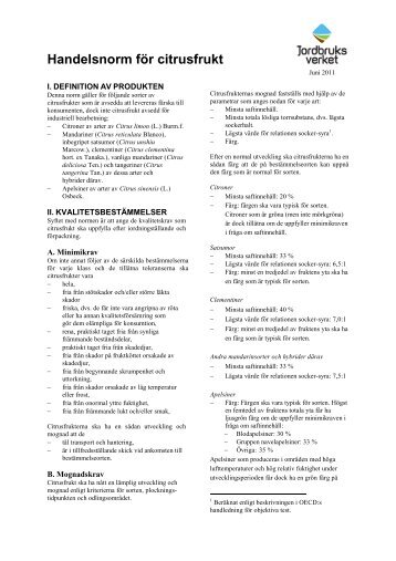 Normer för citrus - Jordbruksverket
